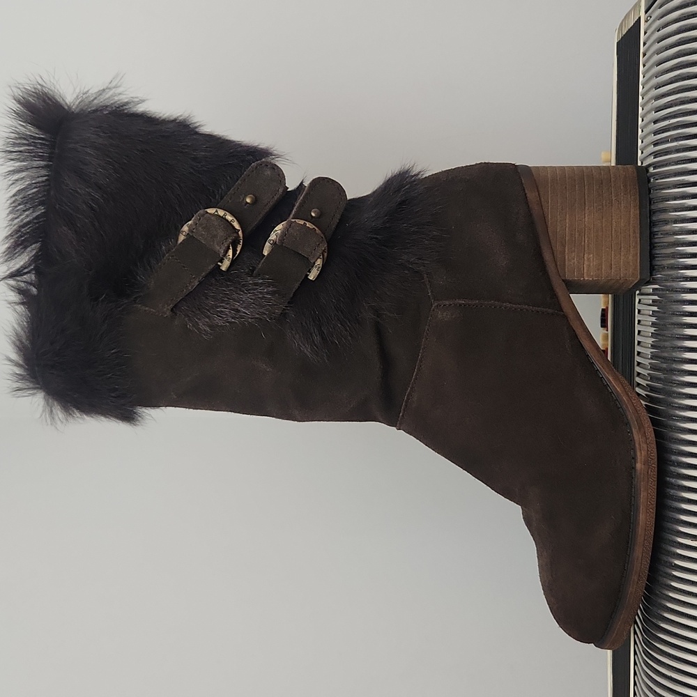 NWT - GORGEOUS BEARPAW MADELINE CHOCOLATE BROWN SUEDE KNEE HIGH CHUNK HEEL BOOTS